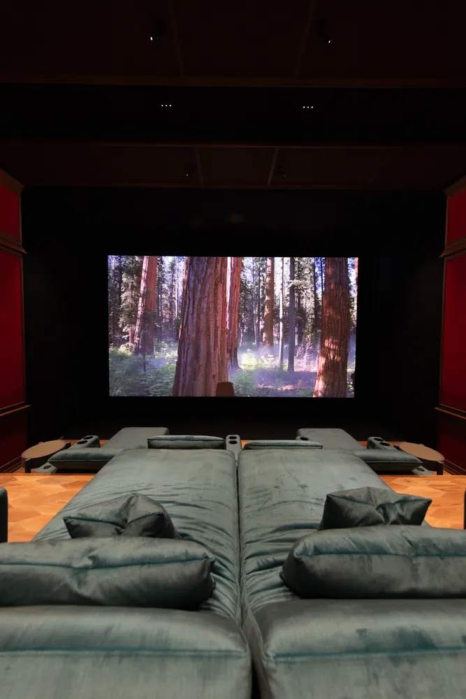 View towards the screen from behind the seating