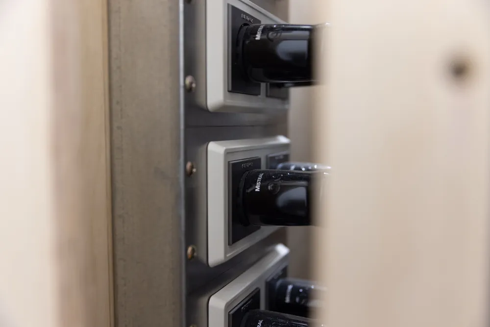 Close detail of the technical power distribution